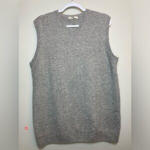 Woolovers Grey Sweater Vest V-neck Cashmere Wool Blend Men Size L